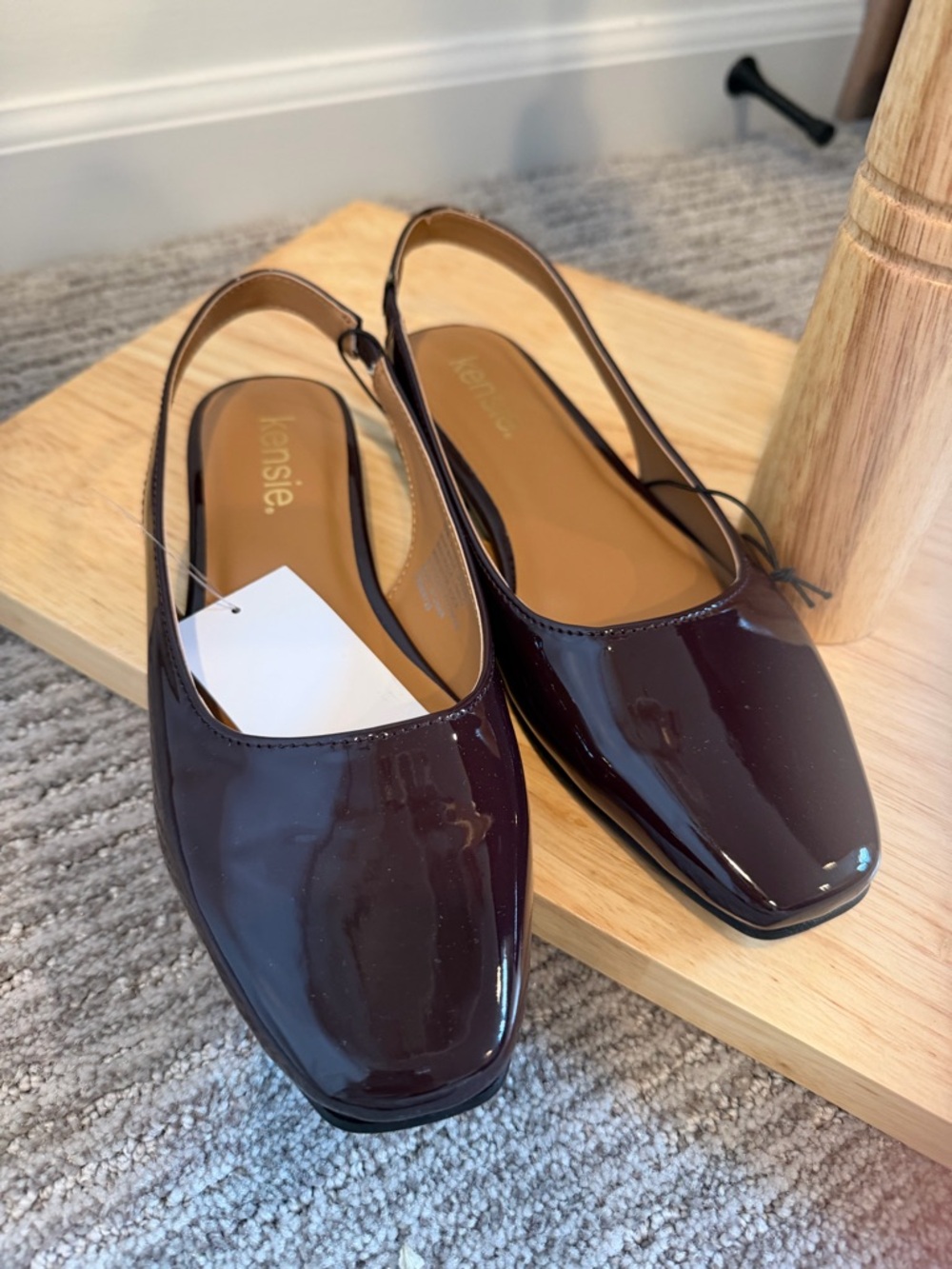 kensie Patent Slingback Flats in Deep Burgundy